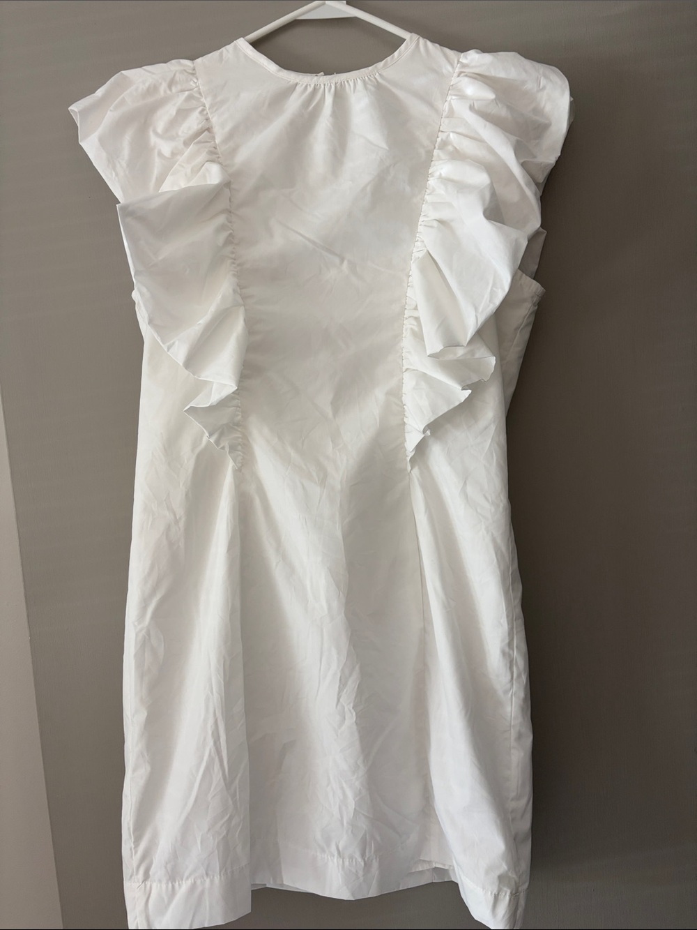 En Saison Lifted Ruffle Mini Dress Cotton White Small
